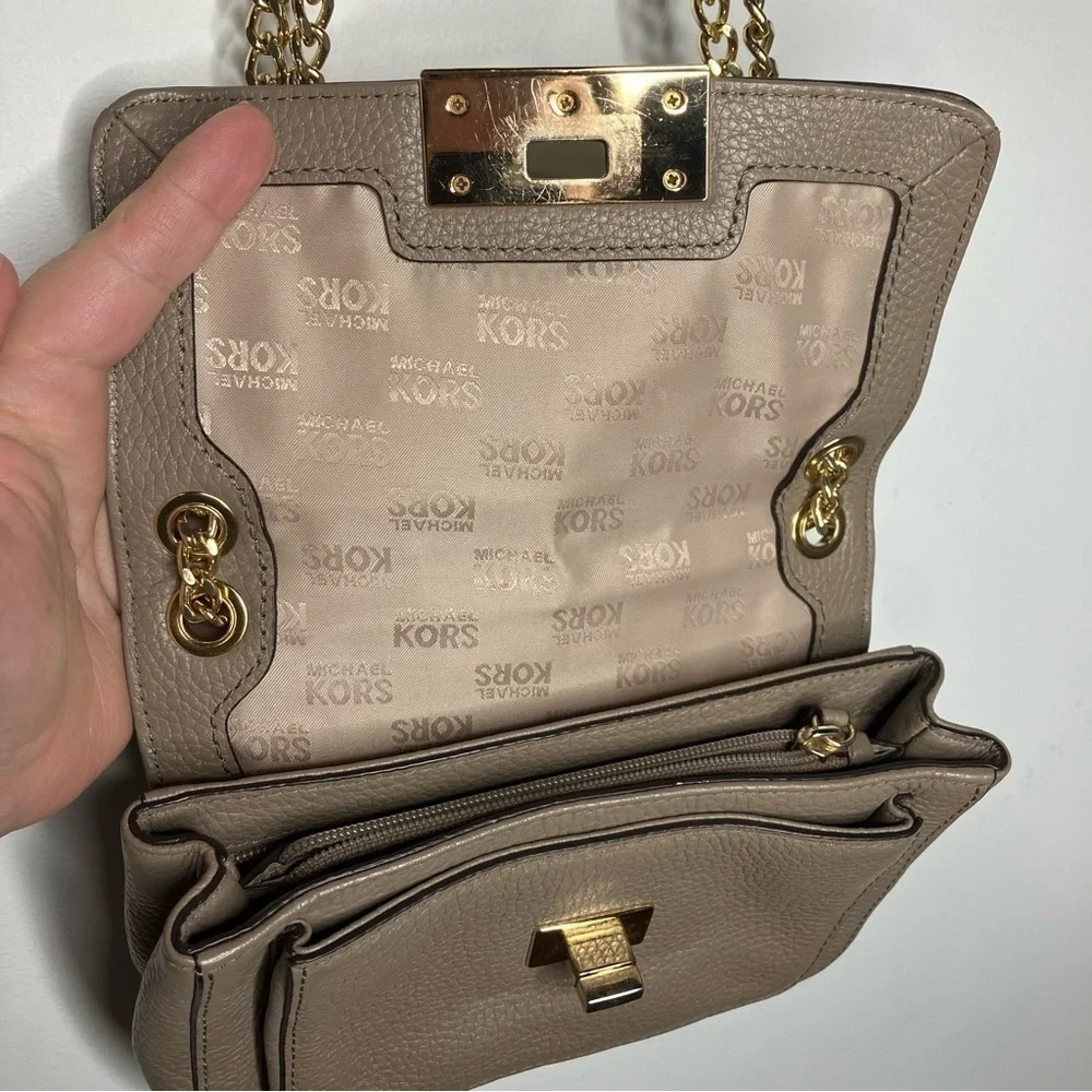 Michael Kors‎ Sloan pebbbled leather crossbody bag shoulder bag tan small - Picture 3 of 10